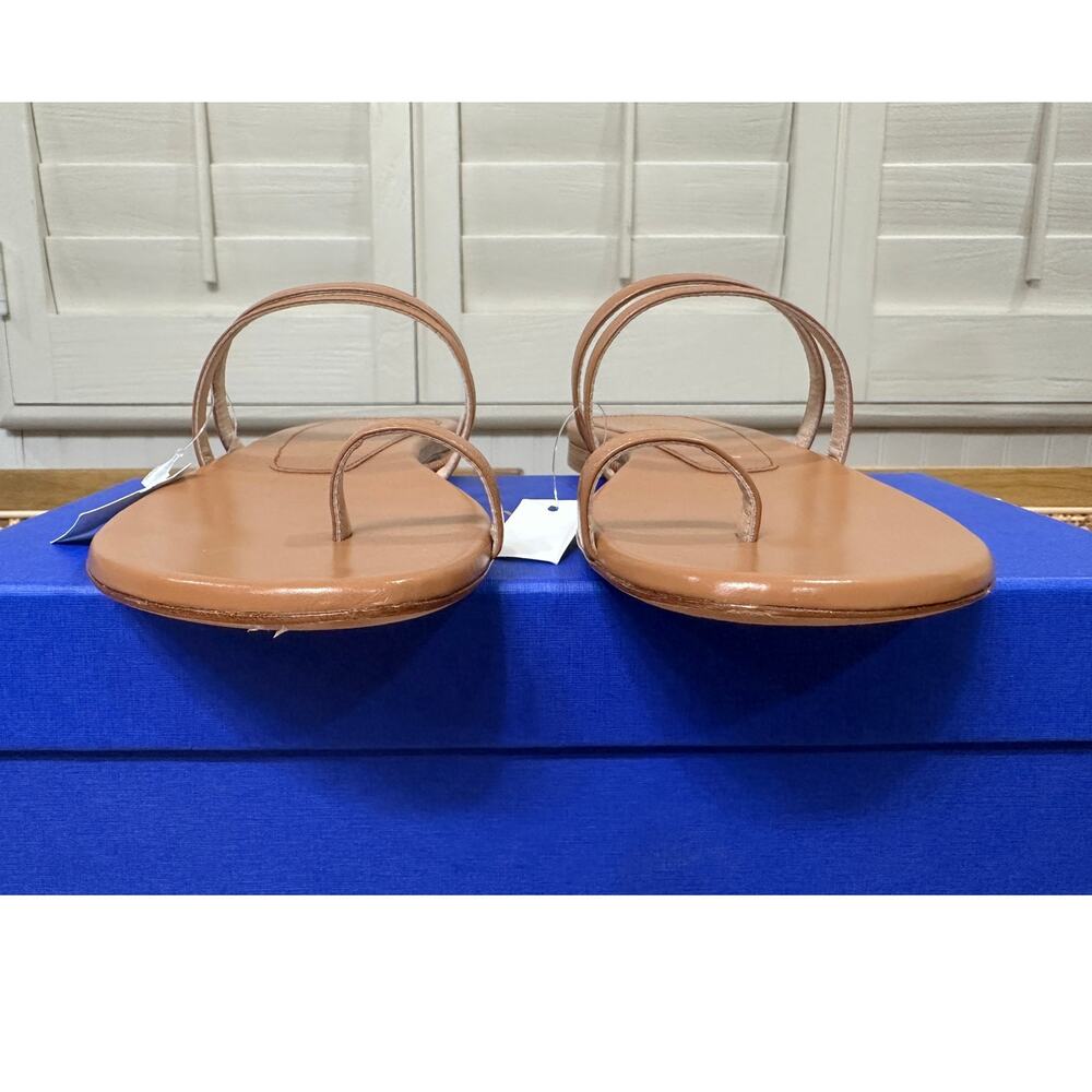 Stuart Weitzman Leonita Slide Sandal Tan Smooth Calf Leather Size 6 NIB Timeless - Picture 7 of 15